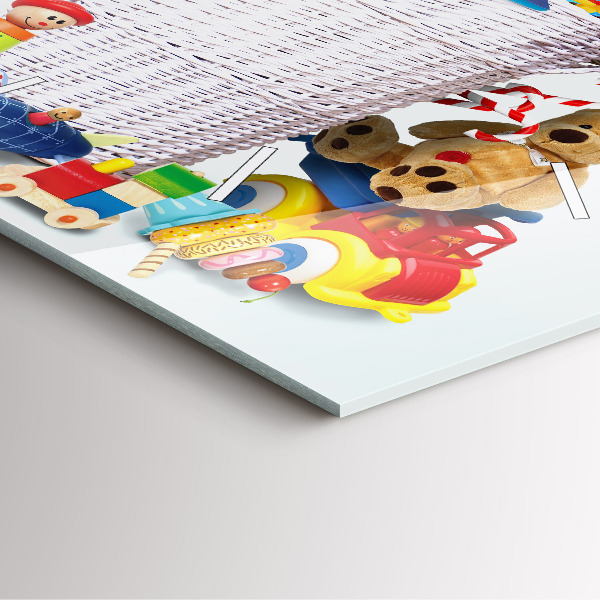 Ceas pătrat de perete din sticlă Coș de răchită cu jucării