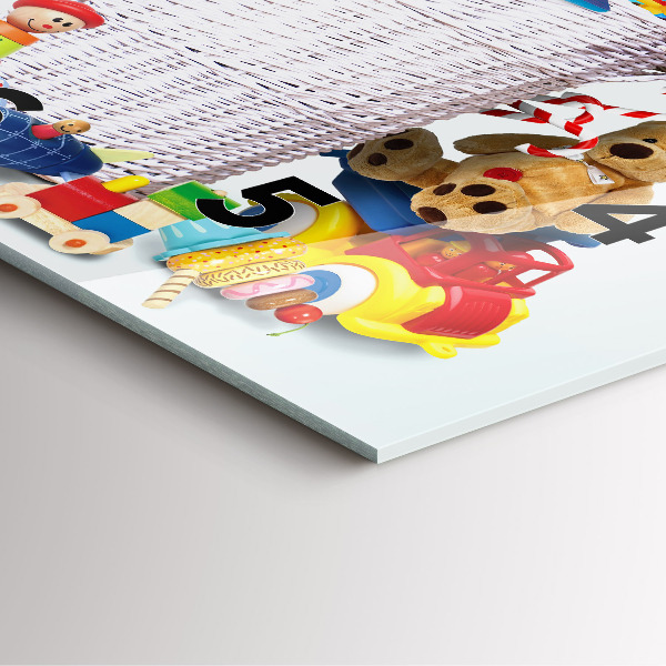 Ceas pătrat de perete din sticlă Coș de răchită cu jucării