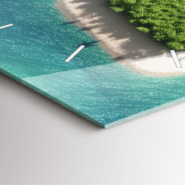 Ceas pătrat de perete din sticlă Insula Inimii