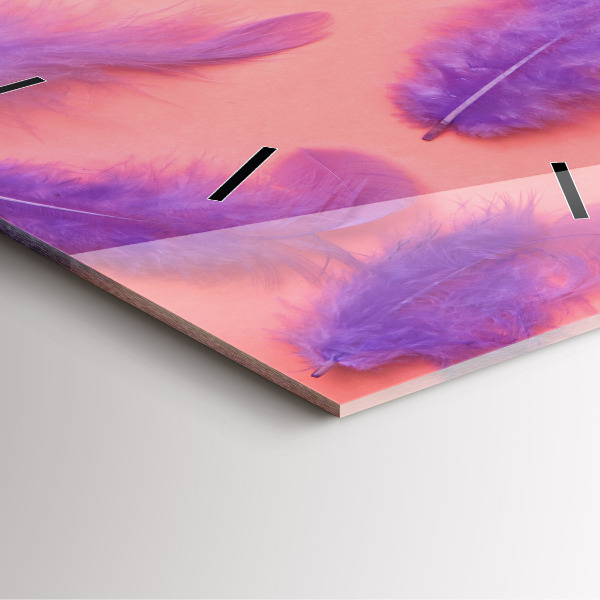 Ceas pătrat de perete din sticlă Pene colorate