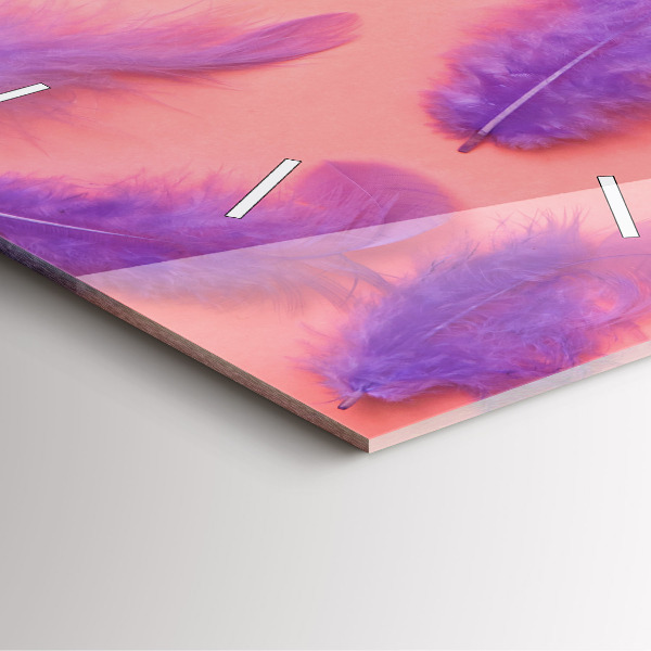 Ceas pătrat de perete din sticlă Pene colorate