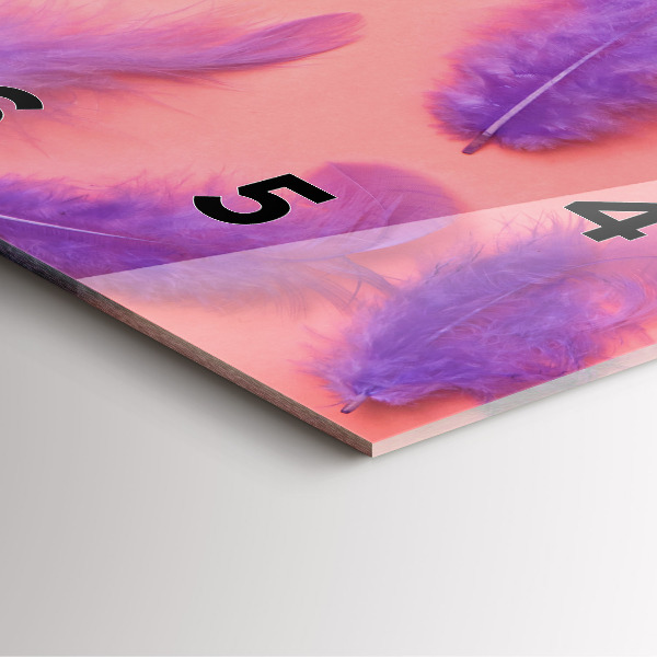 Ceas pătrat de perete din sticlă Pene colorate