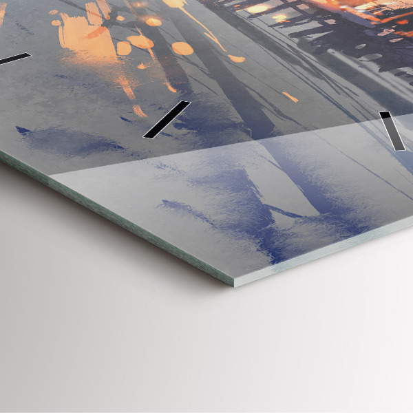 Ceas pătrat de perete din sticlă Peisaj de iarnă cu copaci