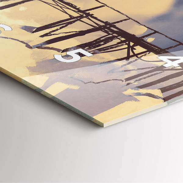 Ceas pătrat de perete din sticlă Omul pe podul vechi