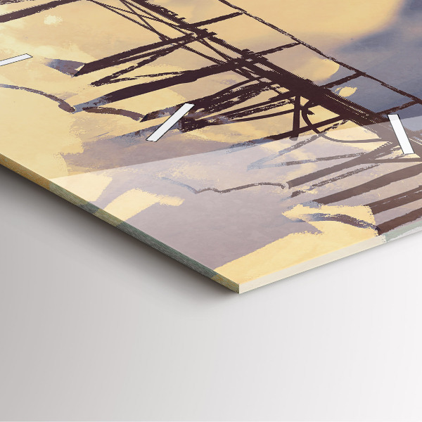 Ceas pătrat de perete din sticlă Omul pe podul vechi