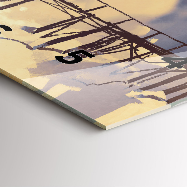 Ceas pătrat de perete din sticlă Omul pe podul vechi