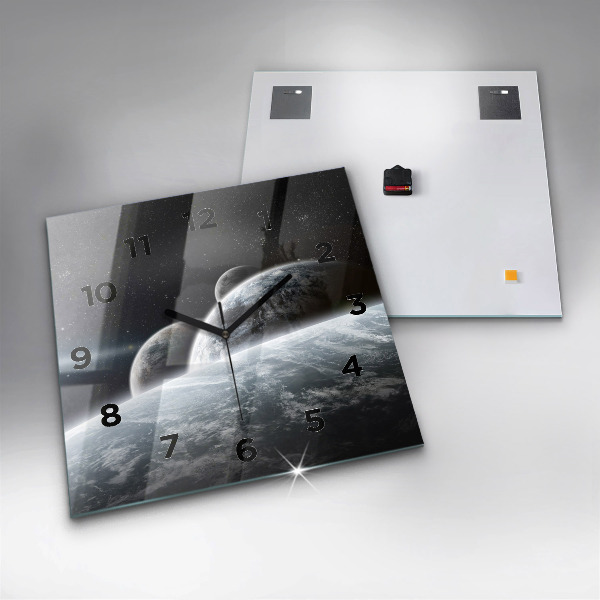 Ceas pătrat de perete din sticlă Spațiul și planetele