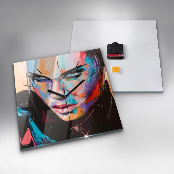 Ceas pătrat de perete din sticlă Portretul unei femei
