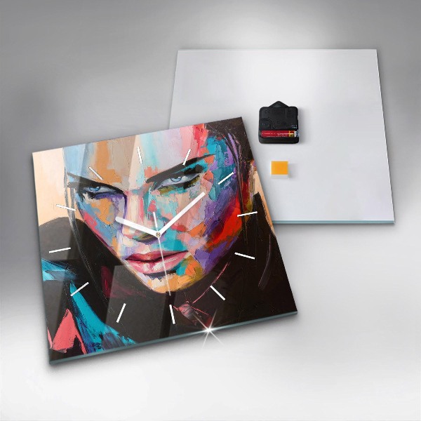 Ceas pătrat de perete din sticlă Portretul unei femei