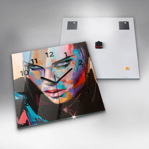 Ceas pătrat de perete din sticlă Portretul unei femei
