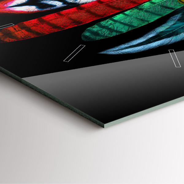 Ceas pătrat de perete din sticlă Pene de păsări colorate