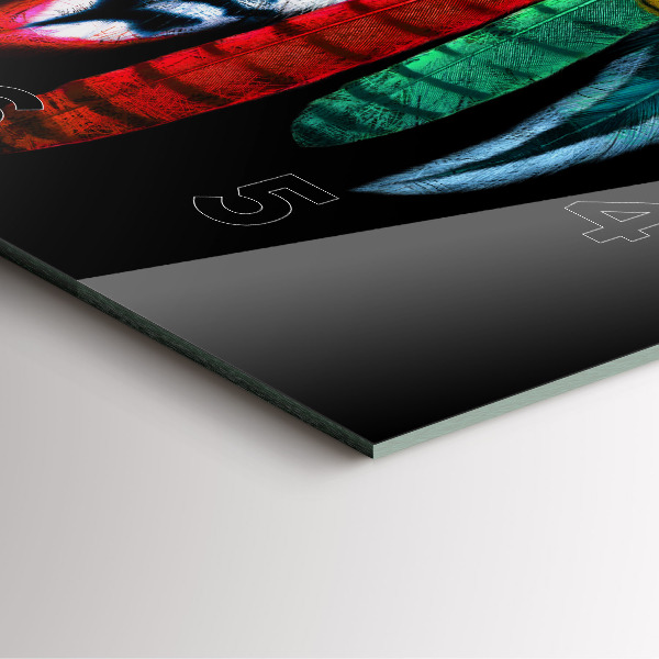 Ceas pătrat de perete din sticlă Pene de păsări colorate