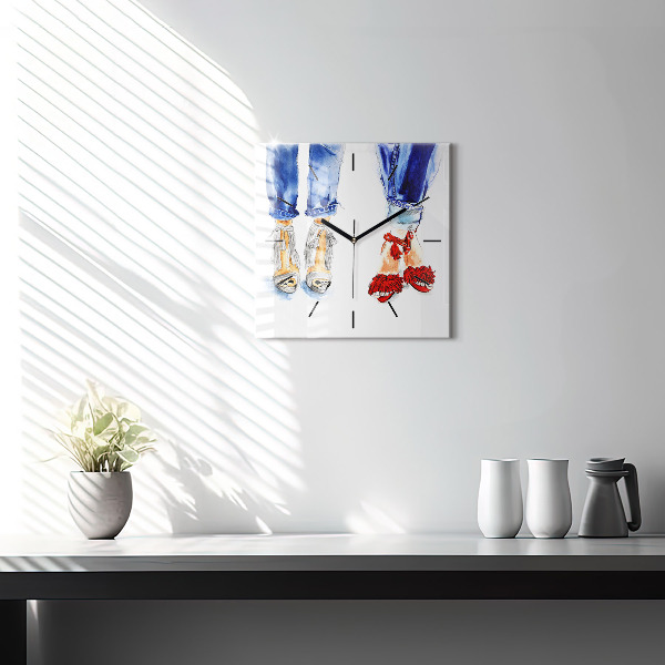 Ceas pătrat de perete din sticlă Tocuri de damă