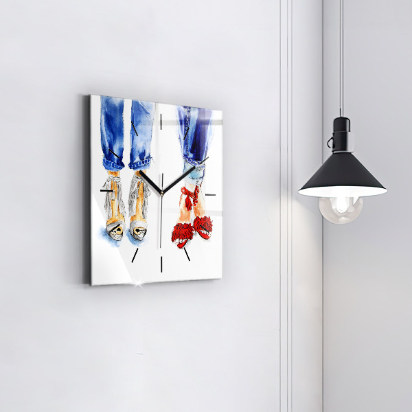 Ceas pătrat de perete din sticlă Tocuri de damă