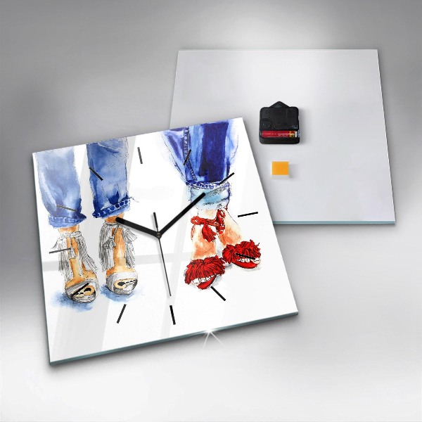 Ceas pătrat de perete din sticlă Tocuri de damă