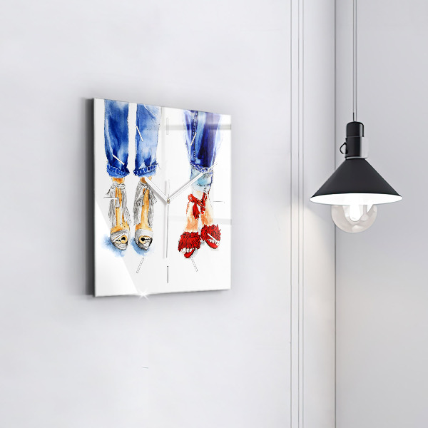 Ceas pătrat de perete din sticlă Tocuri de damă