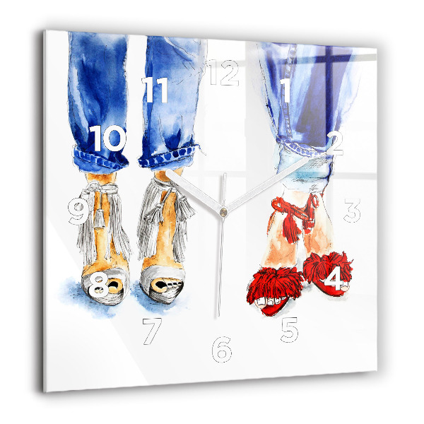 Ceas pătrat de perete din sticlă Tocuri de damă