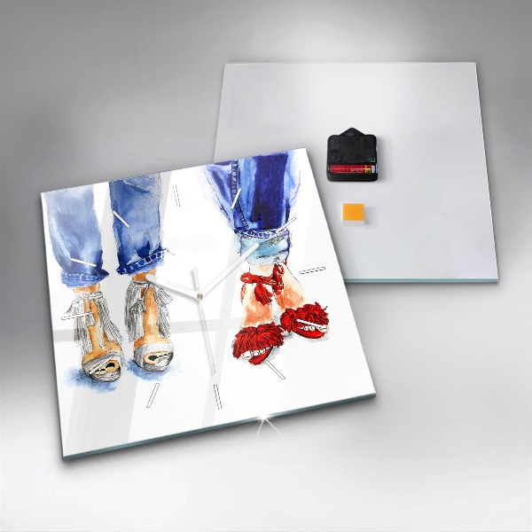 Ceas pătrat de perete din sticlă Tocuri de damă