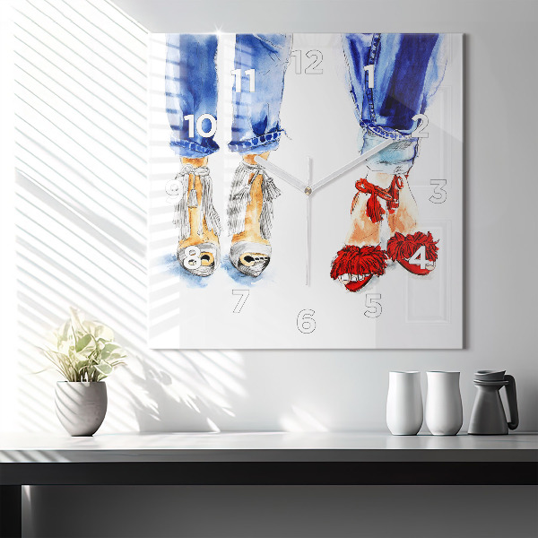 Ceas pătrat de perete din sticlă Tocuri de damă