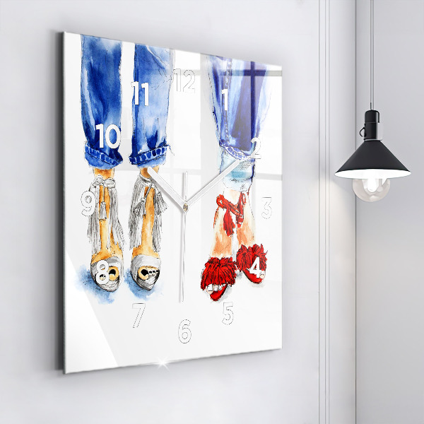Ceas pătrat de perete din sticlă Tocuri de damă