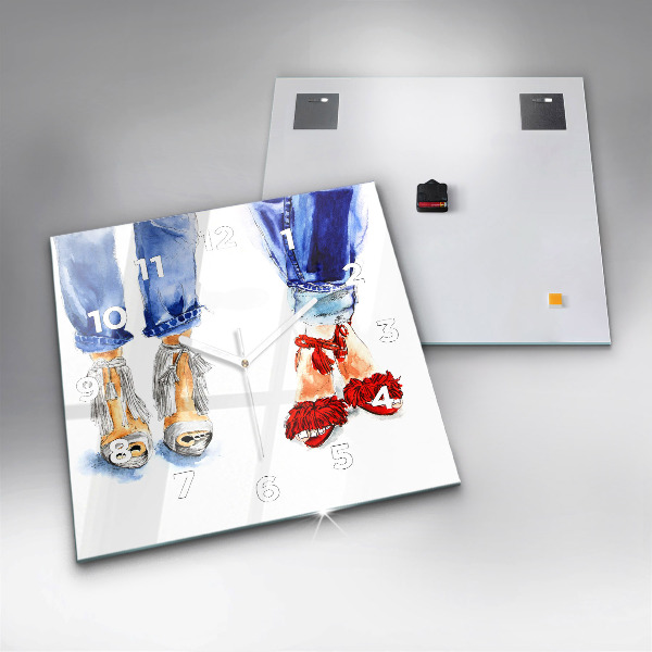 Ceas pătrat de perete din sticlă Tocuri de damă