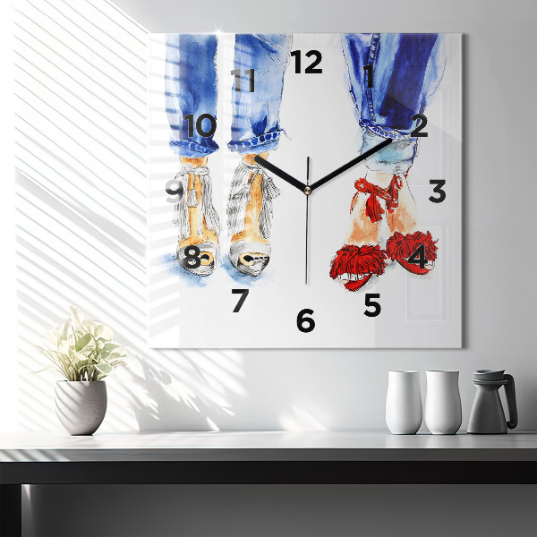 Ceas pătrat de perete din sticlă Tocuri de damă