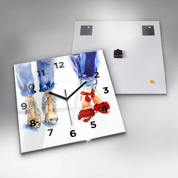 Ceas pătrat de perete din sticlă Tocuri de damă