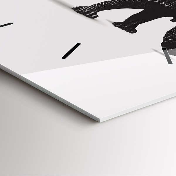 Ceas pătrat de perete din sticlă Linia de artă a rinocerului