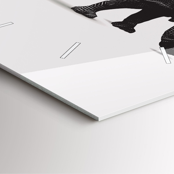 Ceas pătrat de perete din sticlă Linia de artă a rinocerului