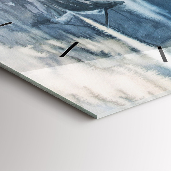 Ceas pătrat de perete din sticlă Pescar pe lac