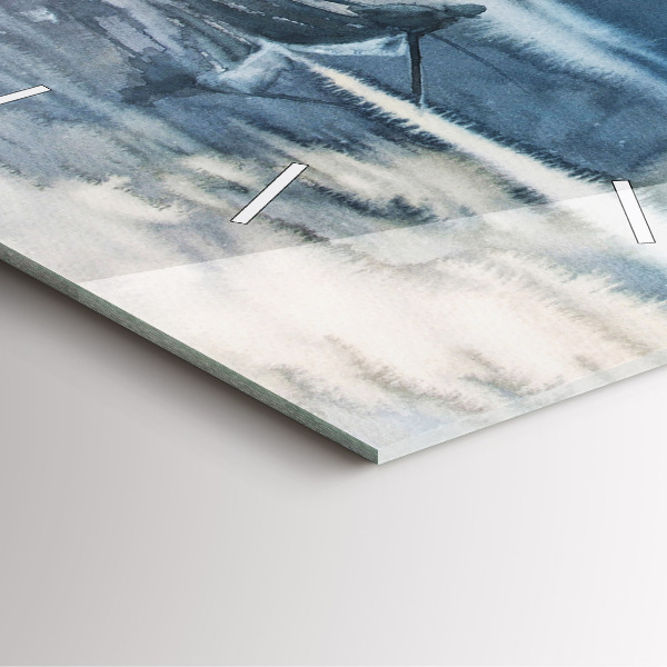 Ceas pătrat de perete din sticlă Pescar pe lac