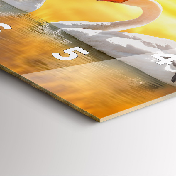 Ceas pătrat de perete din sticlă Lebedele îndrăgostite