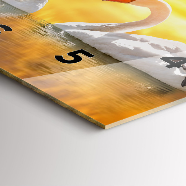 Ceas pătrat de perete din sticlă Lebedele îndrăgostite