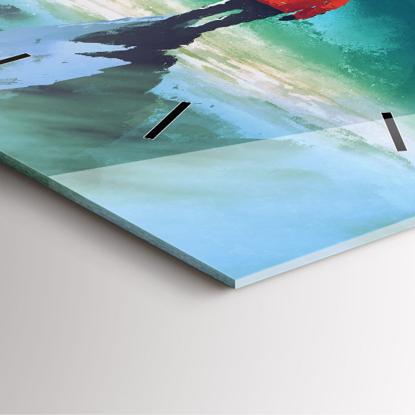 Ceas pătrat de perete din sticlă Omul pe lună