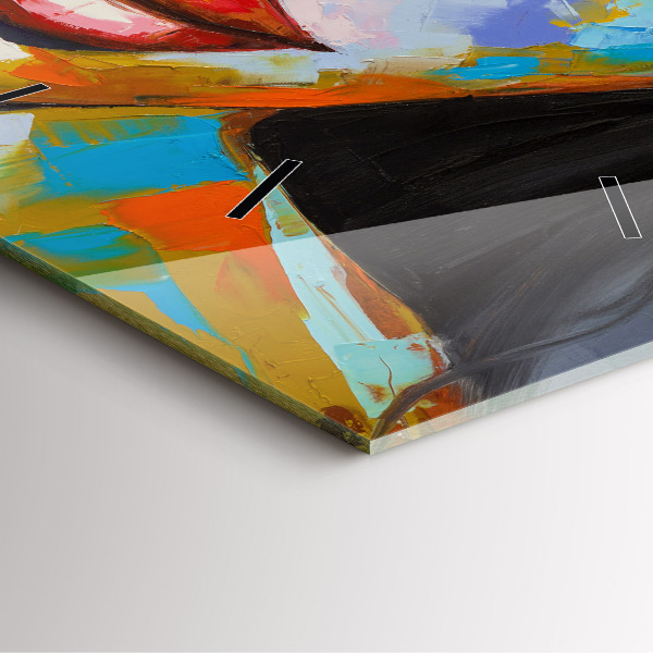 Ceas pătrat de perete din sticlă Chipul colorat de femeie