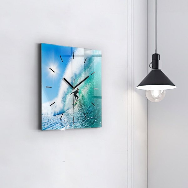 Ceas pătrat de perete din sticlă Surfing în Hawaii