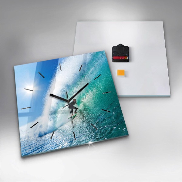 Ceas pătrat de perete din sticlă Surfing în Hawaii