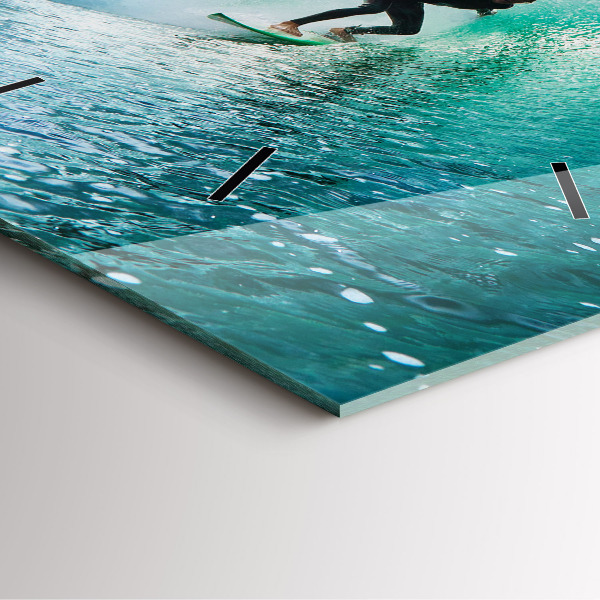 Ceas pătrat de perete din sticlă Surfing în Hawaii