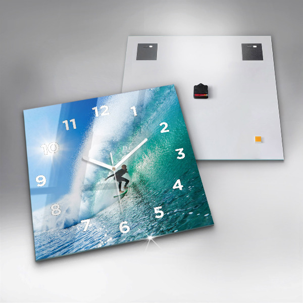 Ceas pătrat de perete din sticlă Surfing în Hawaii