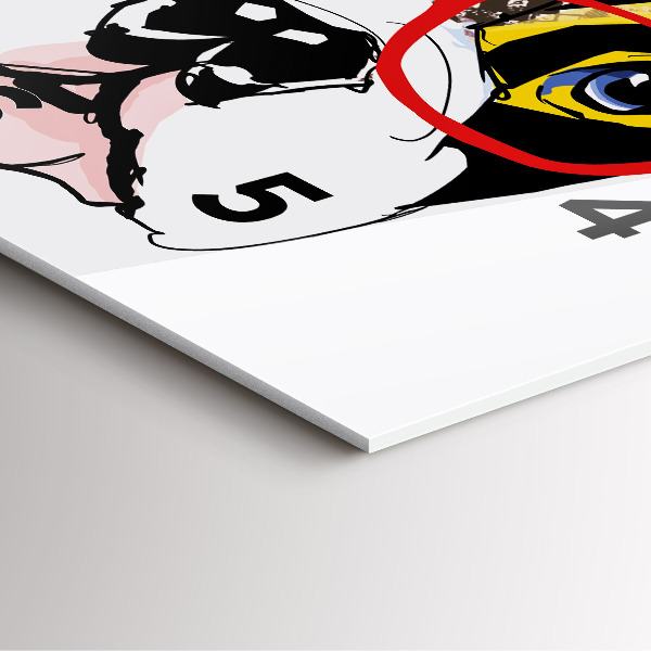 Ceas pătrat de perete din sticlă Bulldog francez cu ochelari