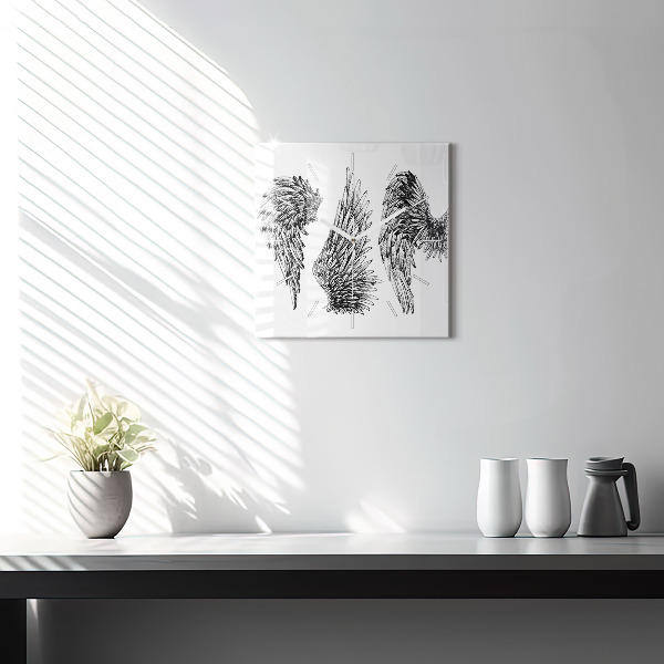 Ceas pătrat de perete din sticlă Aripi de înger