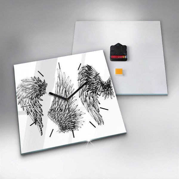 Ceas pătrat de perete din sticlă Aripi de înger