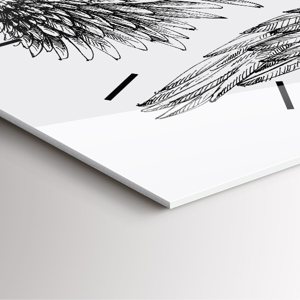 Ceas pătrat de perete din sticlă Aripi de înger