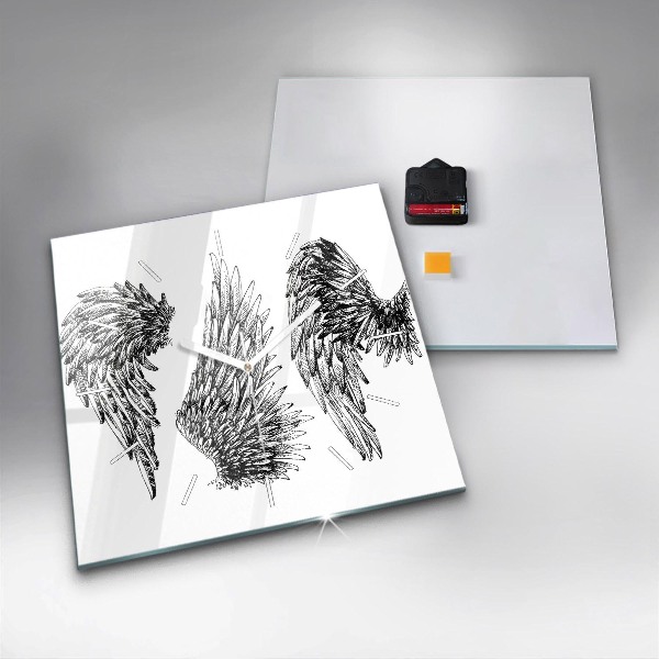 Ceas pătrat de perete din sticlă Aripi de înger