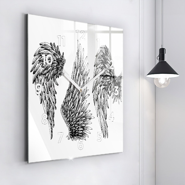 Ceas pătrat de perete din sticlă Aripi de înger