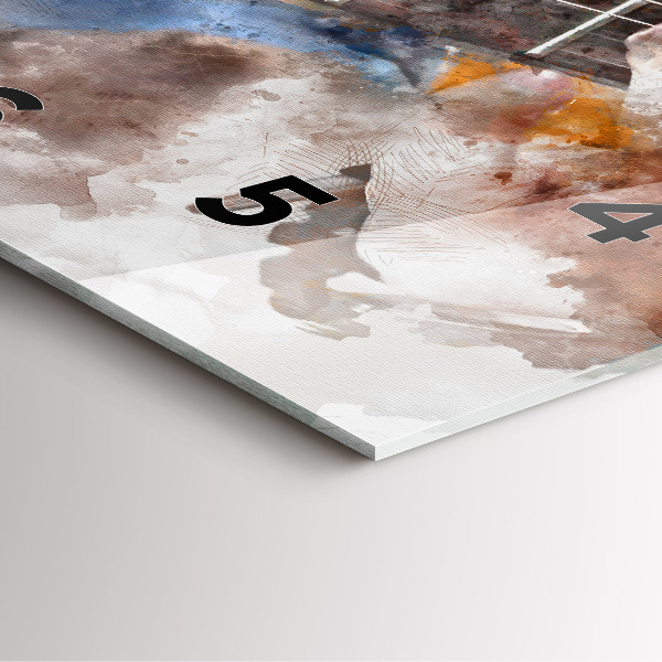 Ceas pătrat de perete din sticlă Grafica chitara