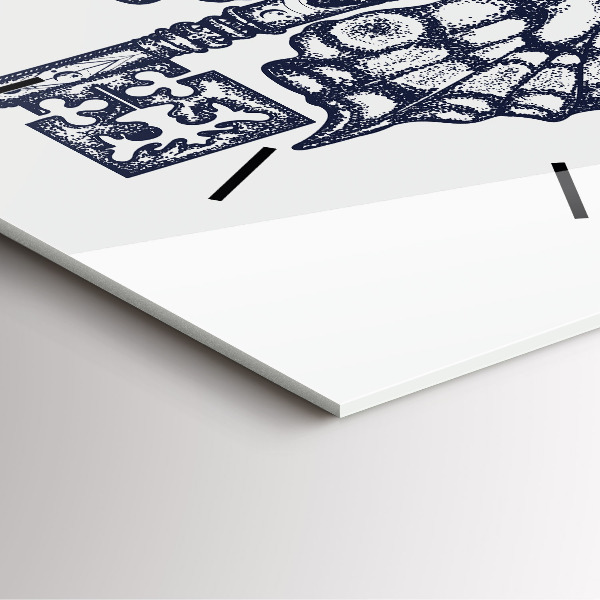 Ceas pătrat de perete din sticlă Fluture și cheie - stil boho