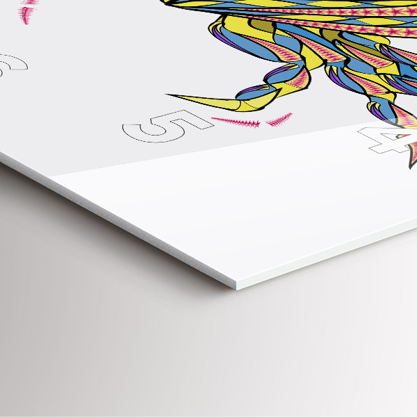 Ceas pătrat de perete din sticlă Crab etnic