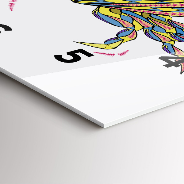 Ceas pătrat de perete din sticlă Crab etnic