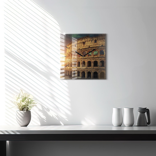 Ceas pătrat de perete din sticlă Colosseumul Roman